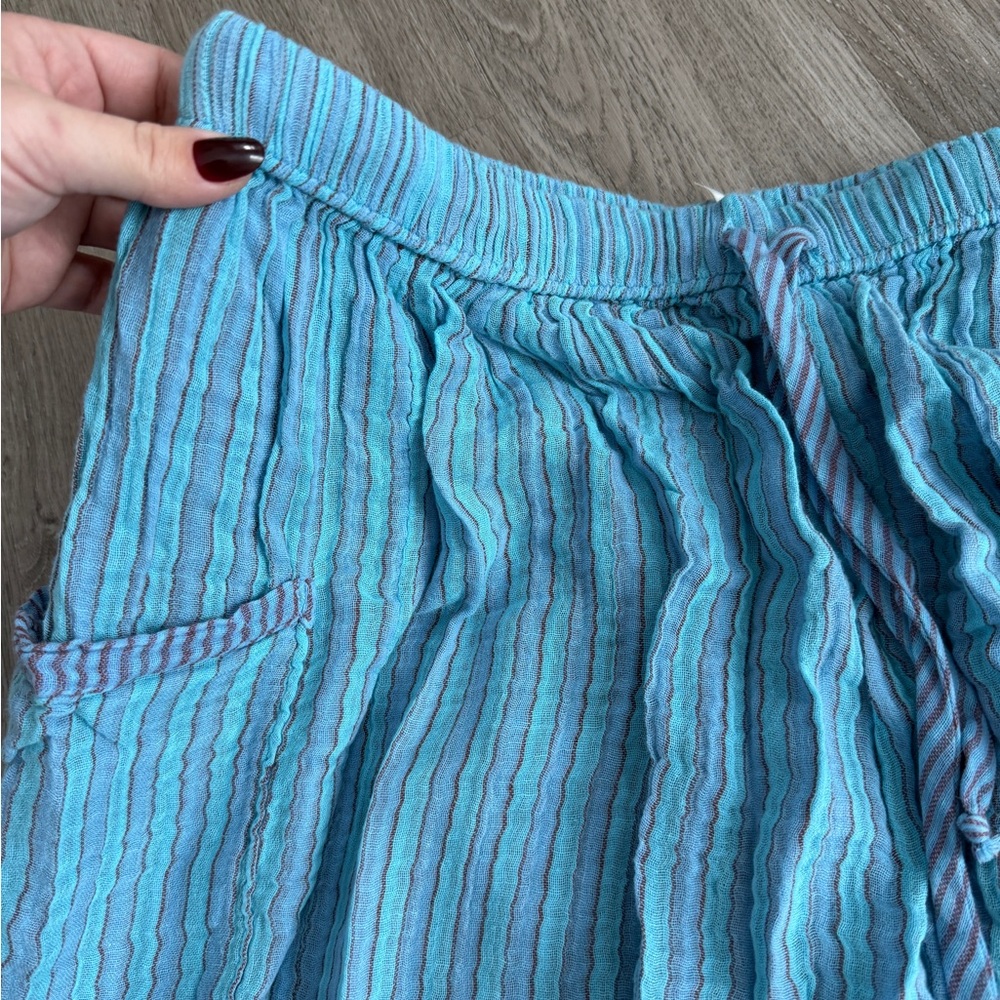 Free People Lightweight Striped Lounge Pants in Aqua Blue - Picture 3 of 3